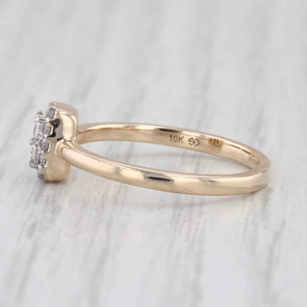 0.22ctw Diamond 2-Stone Halo Ring 10k Yellow Gold Size 6