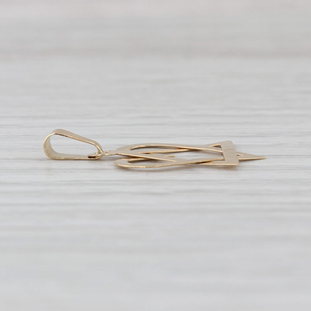 Heart & Triangle Pendant 18k Yellow Gold Seperates & Interlocks Trinity