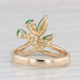 Green Jadeite Jade Diamond Ring 14k Yellow Gold Size 6.75