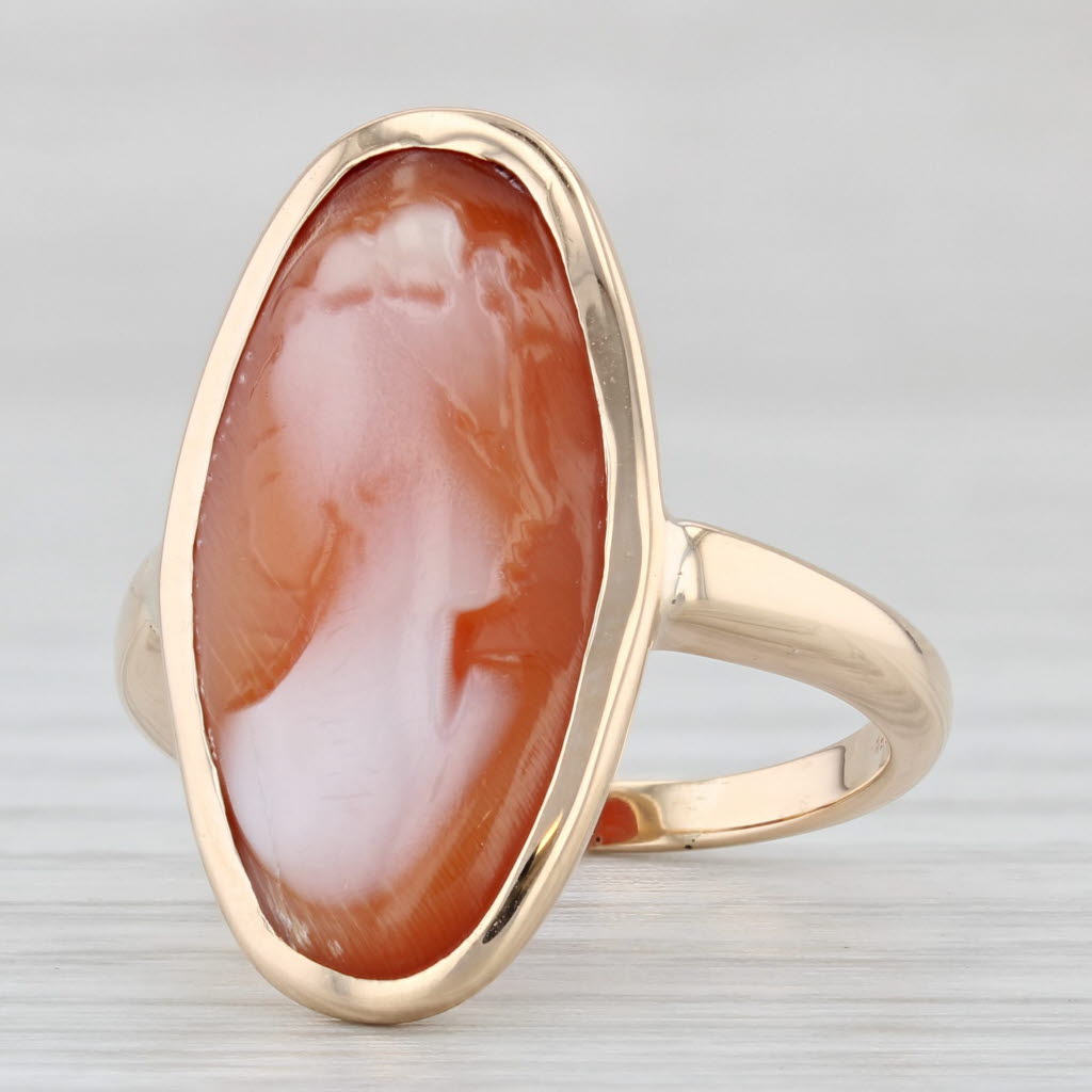 Vintage Shell Cameo Ring 14k Yellow Gold Size 6 AS IS