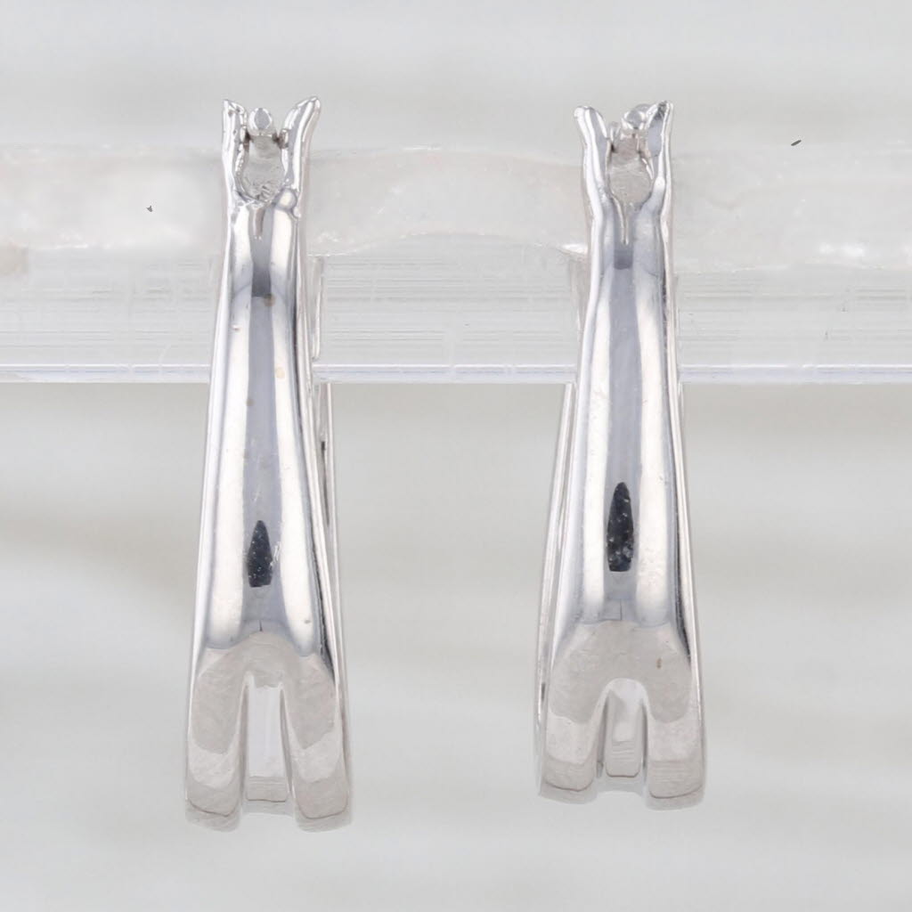 0.22ctw Diamond Hoop Earrings 14k White Gold Oval Hoops Snap Top