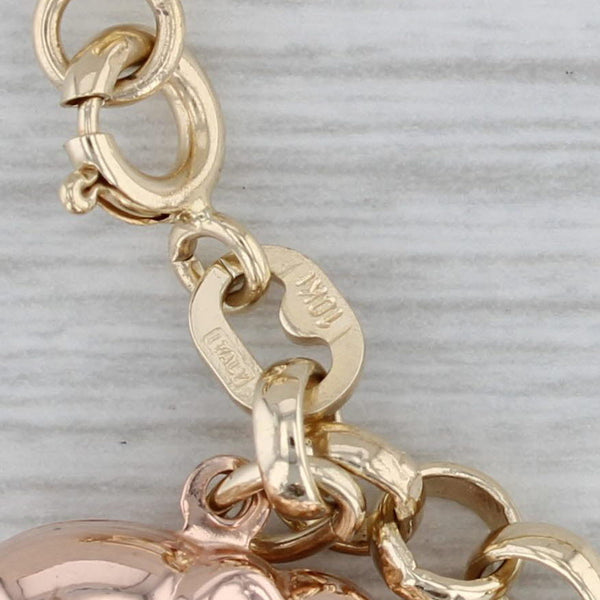 Elephant Dolphin Hand Bangle Charm Bracelet 10k Gold 7" Good Luck