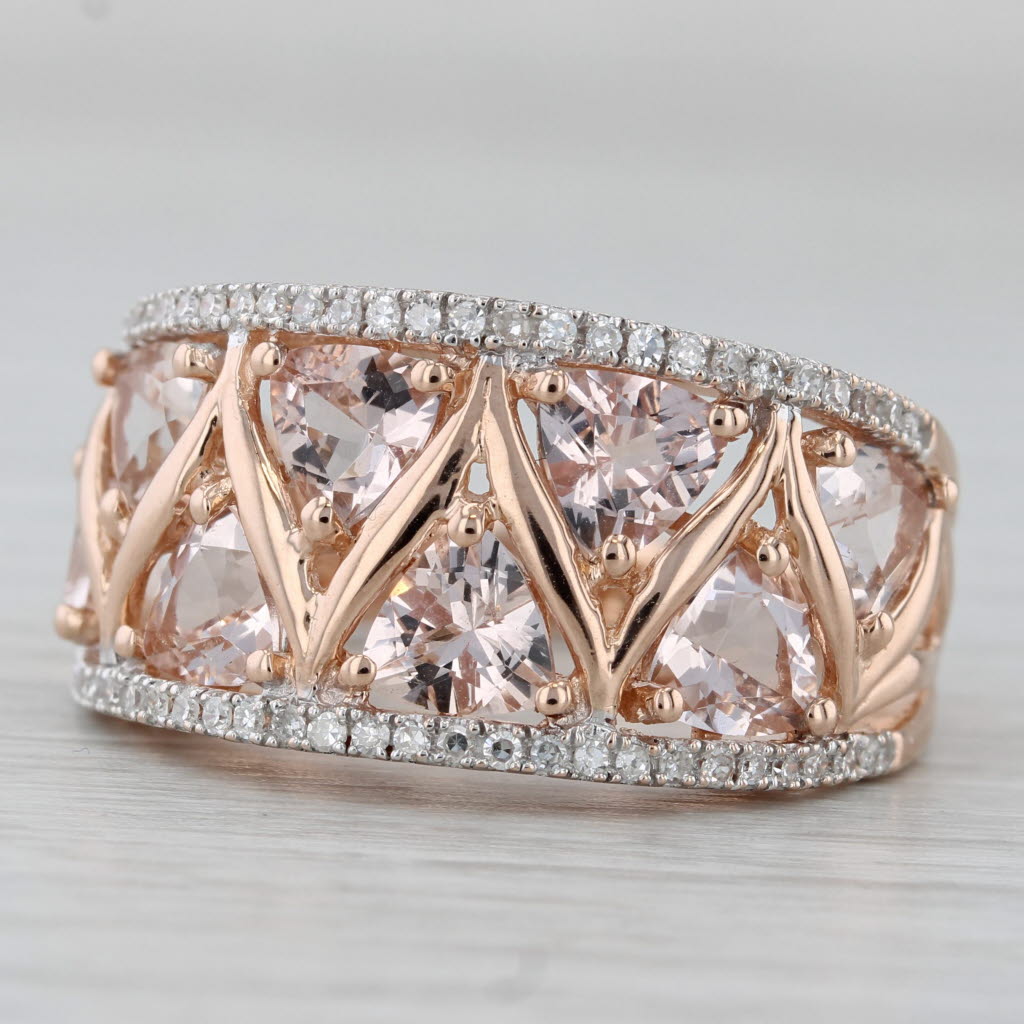 Gray 3.22ctw Morganite Diamond Ring 14k Rose Gold Size 8 Cocktail