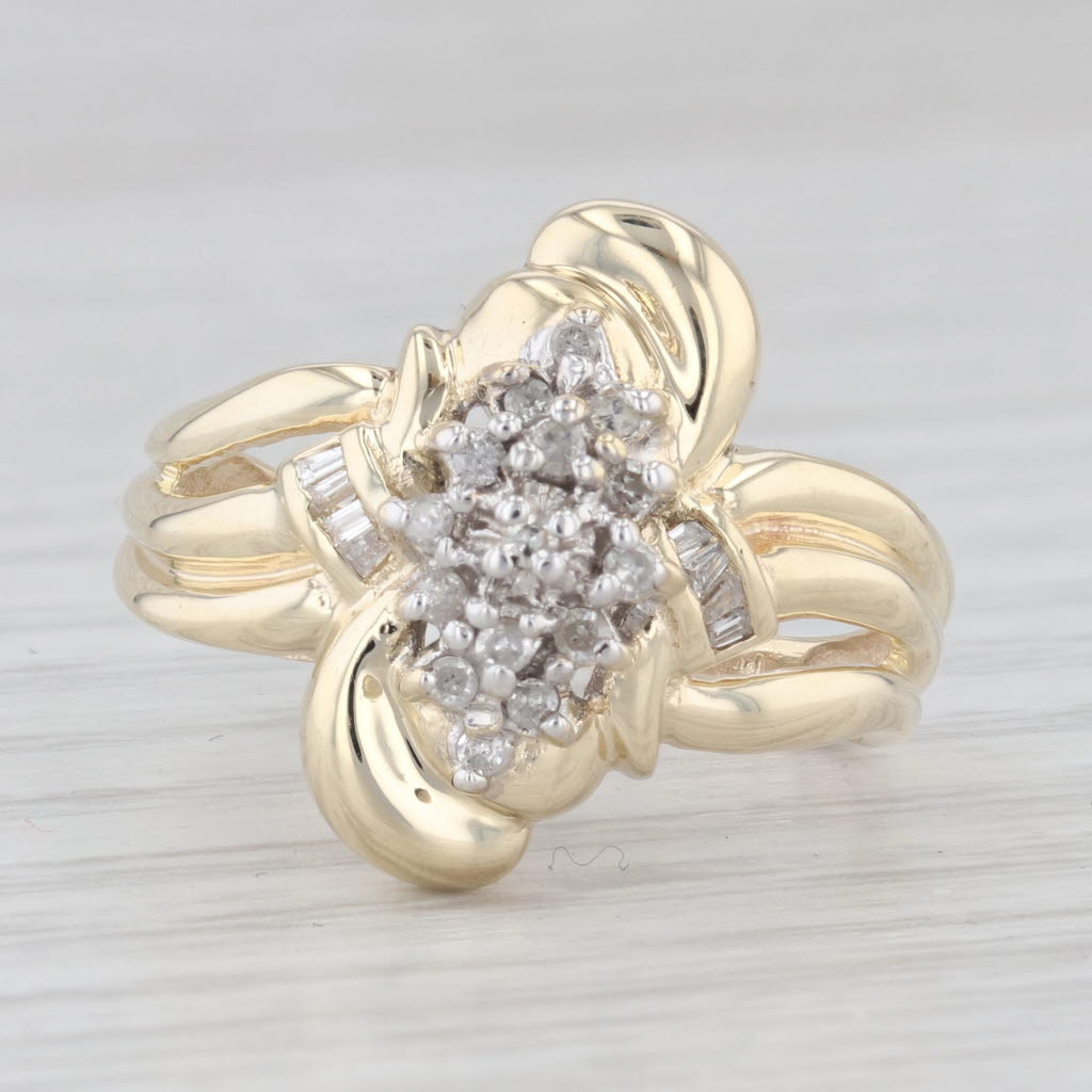 Light Gray 0.13ctw Diamond Cluster Ring 10k Yellow Gold Size 7.25