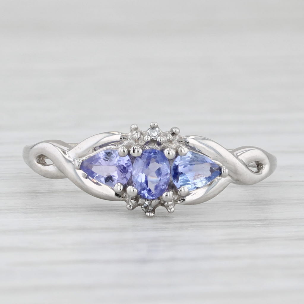 Light Gray 0.37ctw Tanzanite Diamond Ring 10k White Gold Size 7.25