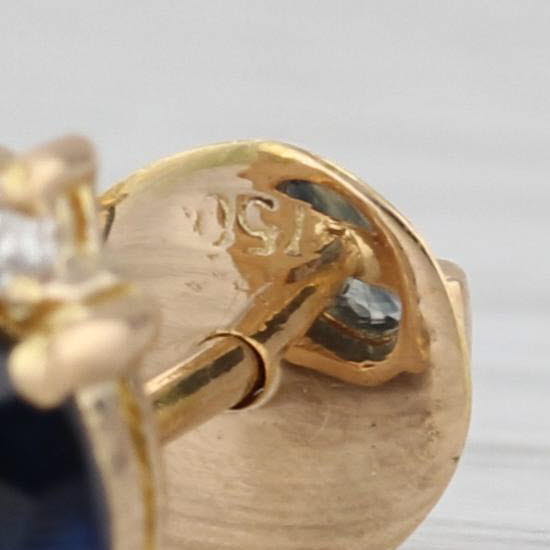 1.48ctw Blue Sapphire Diamond Stud Earrings 18k Yellow Gold Studs