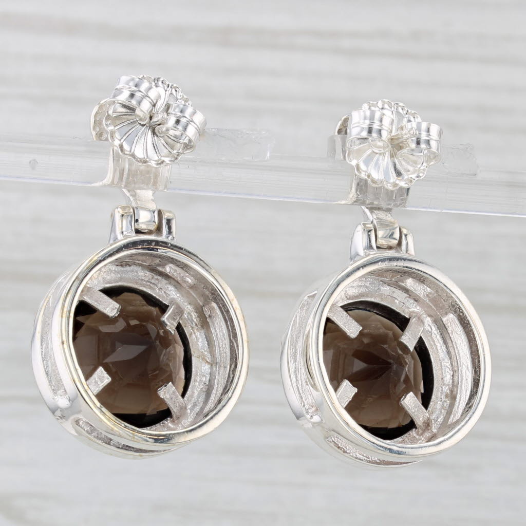Light Gray 8.75ctw Smoky Quartz Round Solitaire Drops Sterling Silver