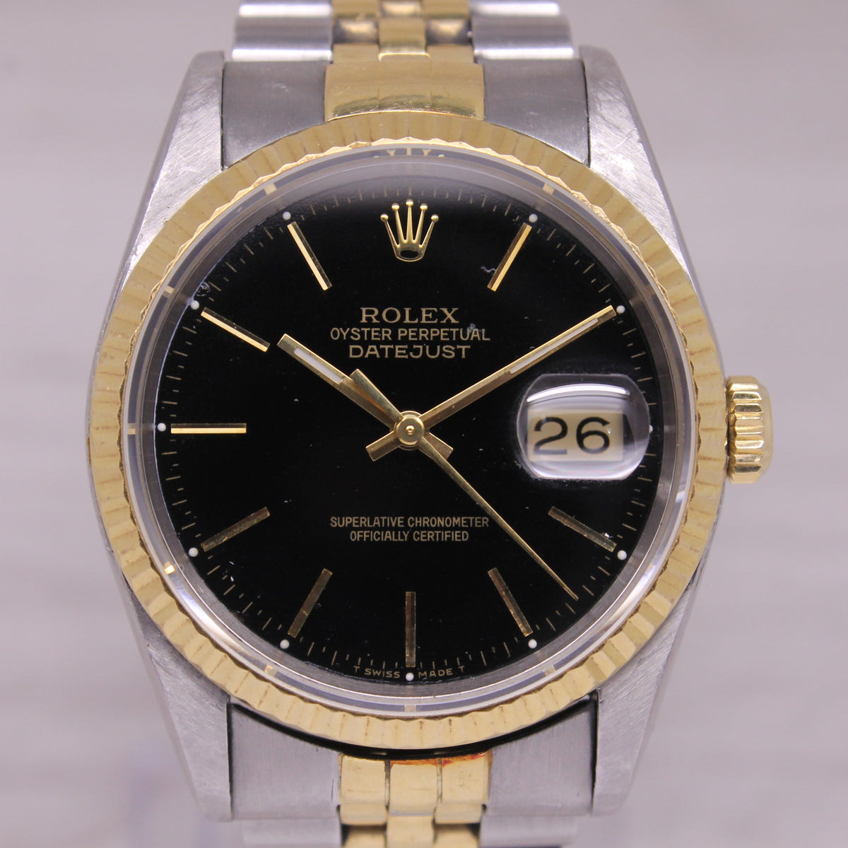 Vintage 1991 Rolex Datejust 16233 36mm 18k Steel Automatic Watch Jubilee Band