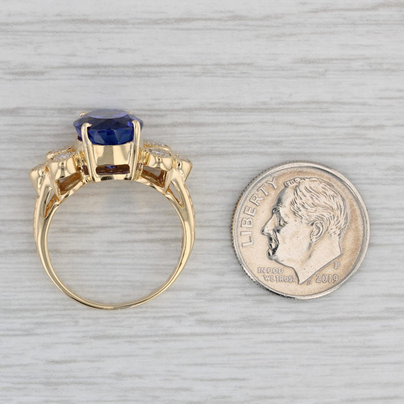 Gray 5.64ctw Oval Tanzanite Diamond Ring 18k Yellow Gold Size 6.5