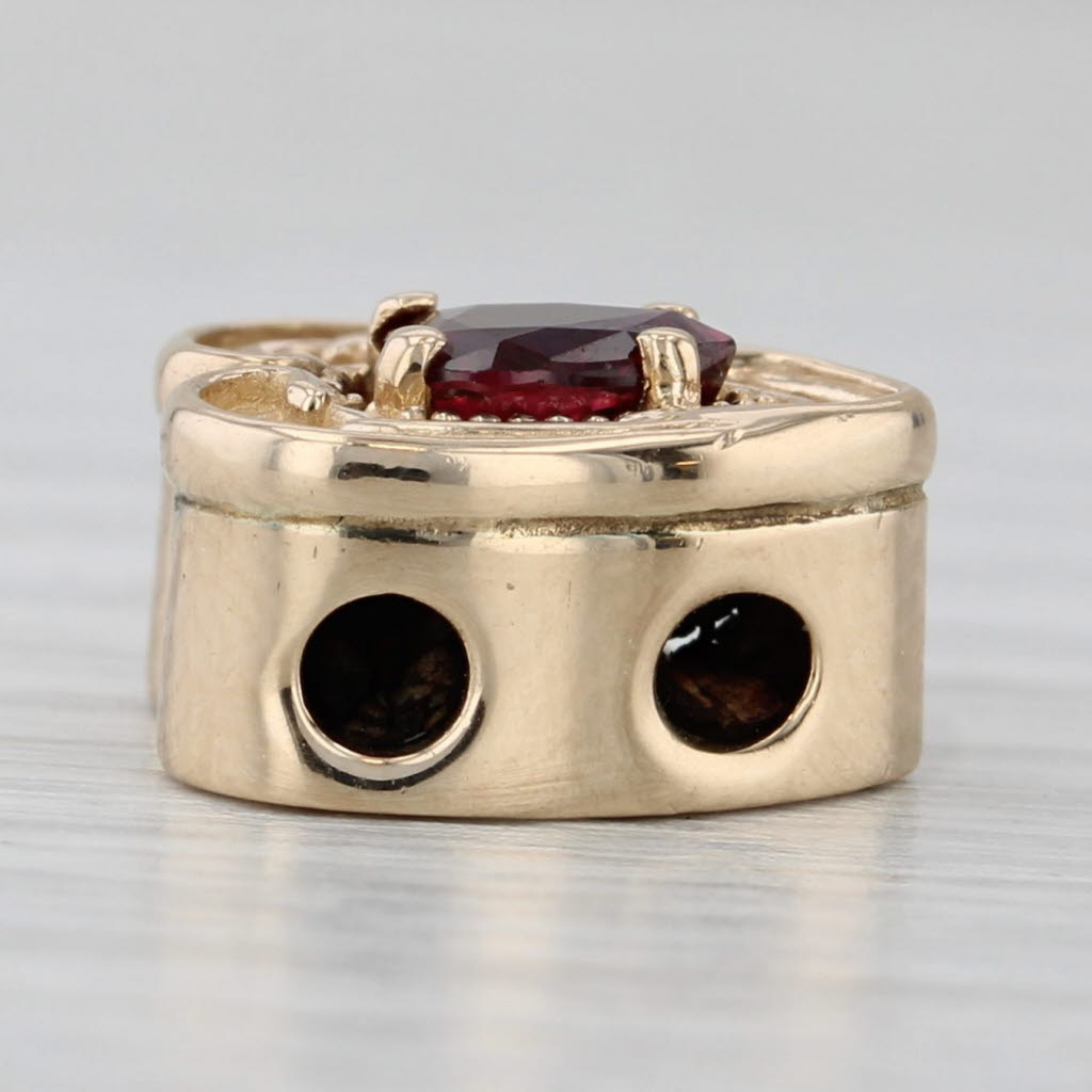 Gray 0.30ct Garnet Heart Slide Bracelet Charm 14k Yellow Gold Pear Solitaire