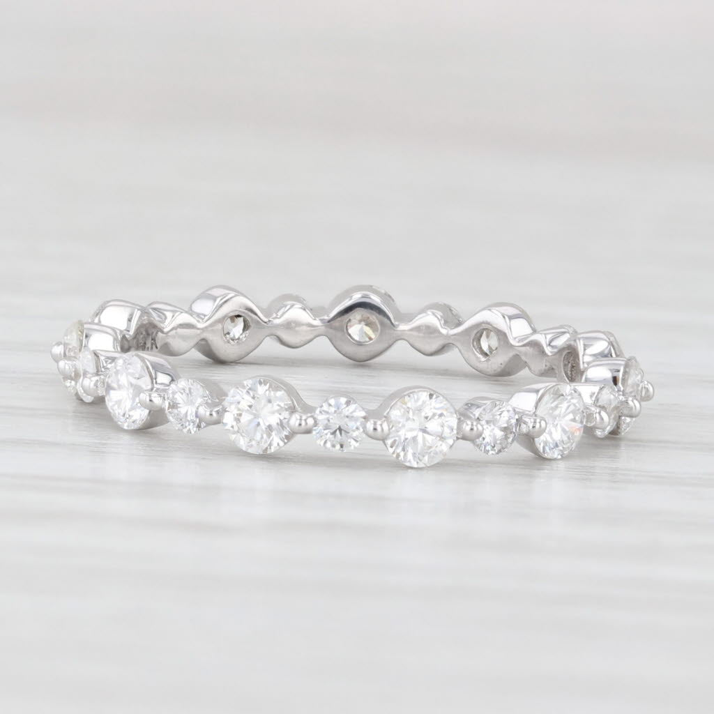 Light Gray 0.94ctw Diamond Eternity Band 14k White Gold Wedding Ring Size 6.25 Stackable