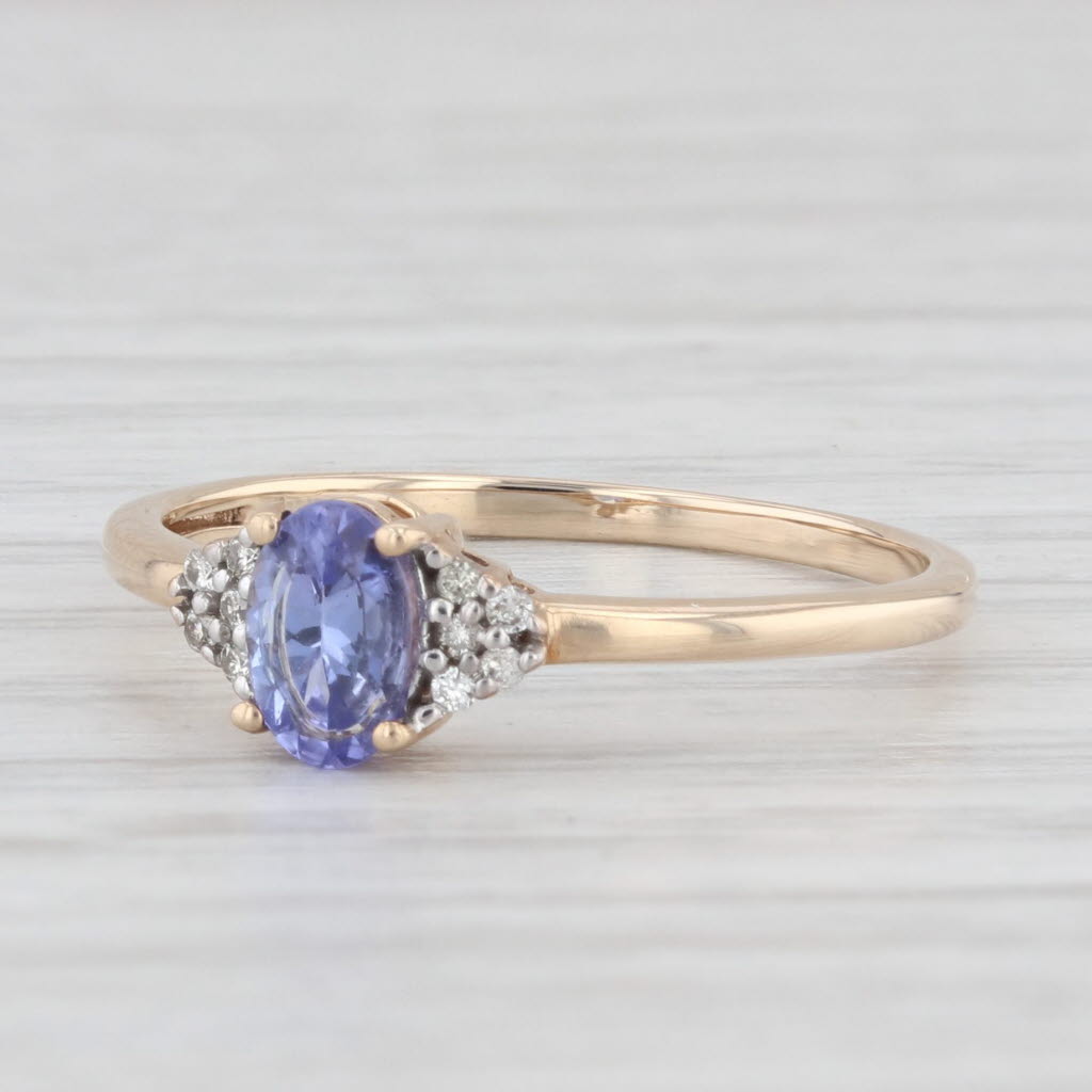 Light Gray 0.55ctw Oval Tanzanite Diamond Ring 10k Yellow Gold Size 7.25 Engagement