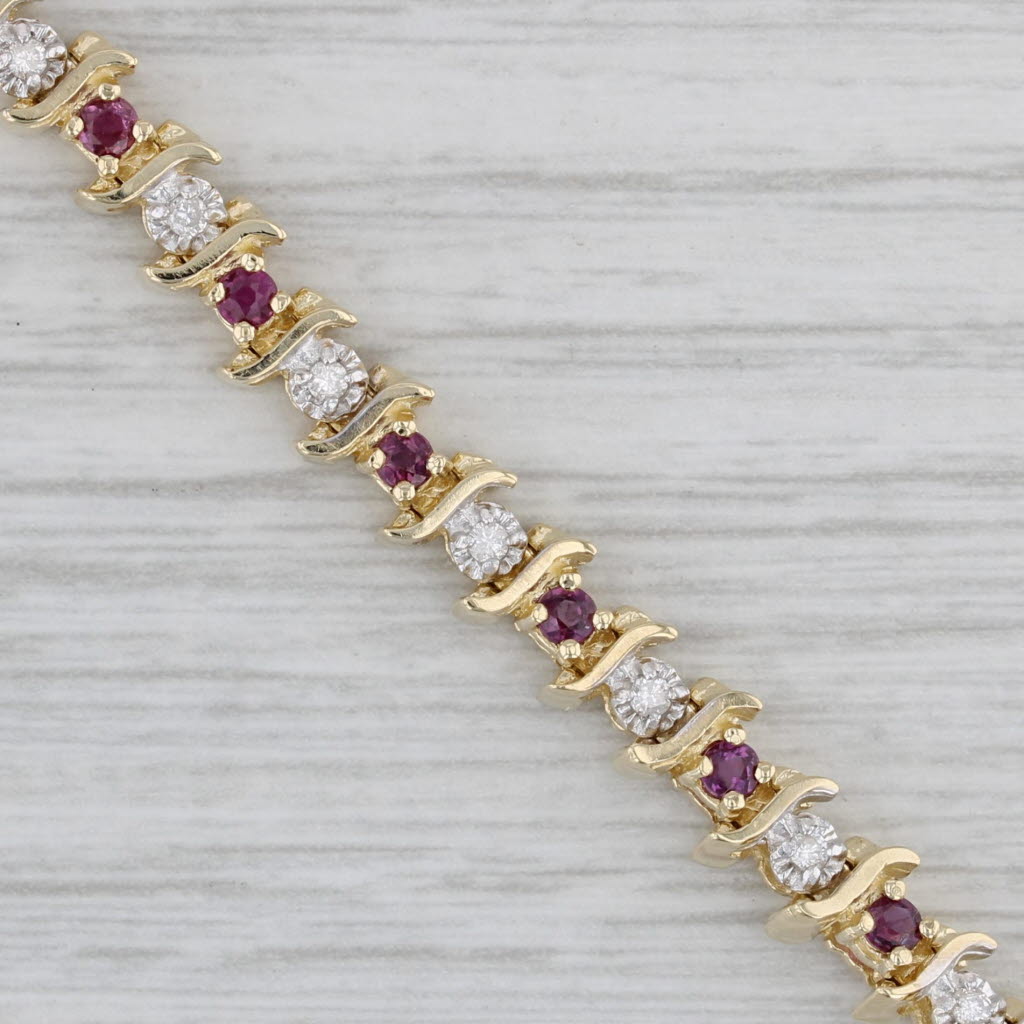 Gray 1.80ctw Ruby Diamond Tennis Bracelet 14k Yellow Gold 7" 5.3mm