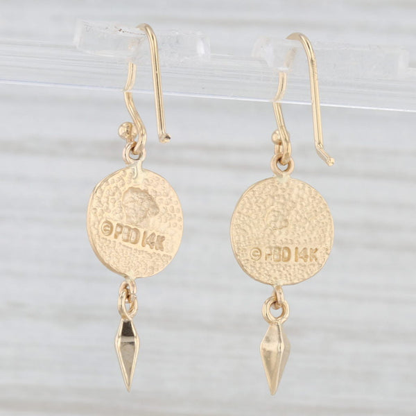 Cherub Coin Dangle Earrings 14k Yellow Gold Hook Posts