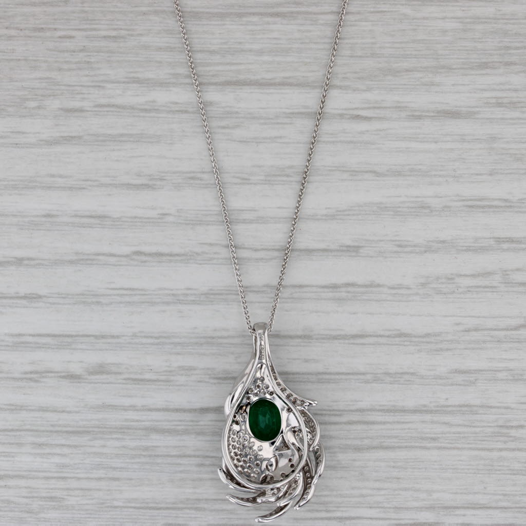 Gray Effy Emerald Diamond Pendant 14k White Gold 18" Cable Chain