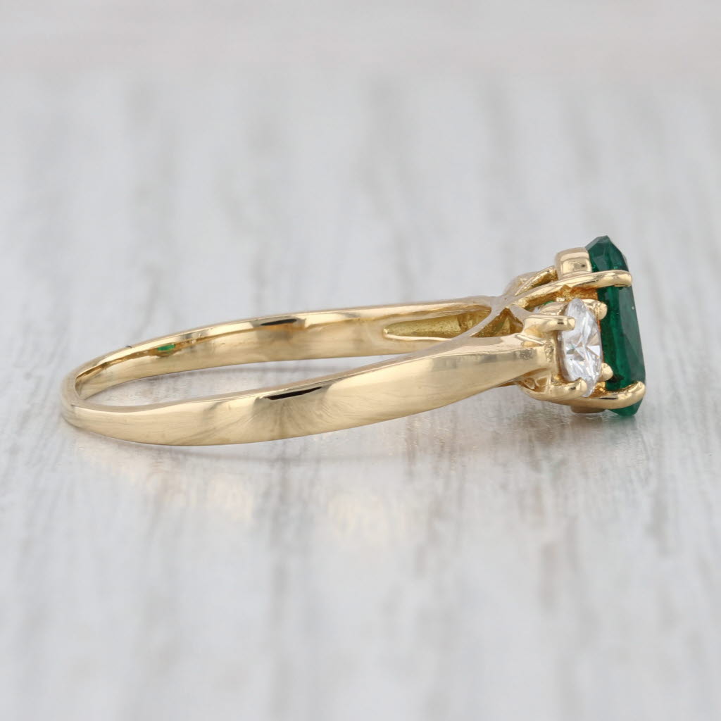 2.25ctw Emerald Diamond Ring 18k Yellow Gold Size 10.5 3-Stone Engagement