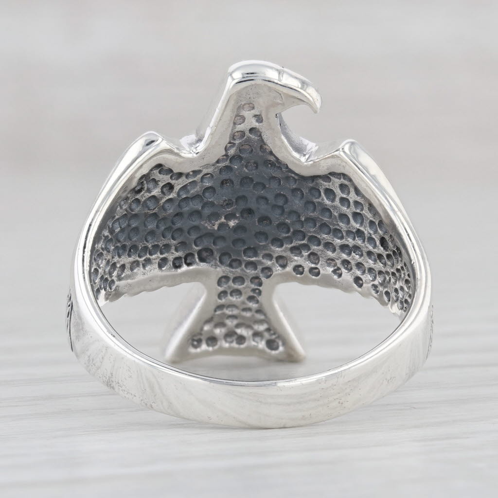 Light Gray Large Eagle Biker Ring Sterling Silver Size 11.75 Men's