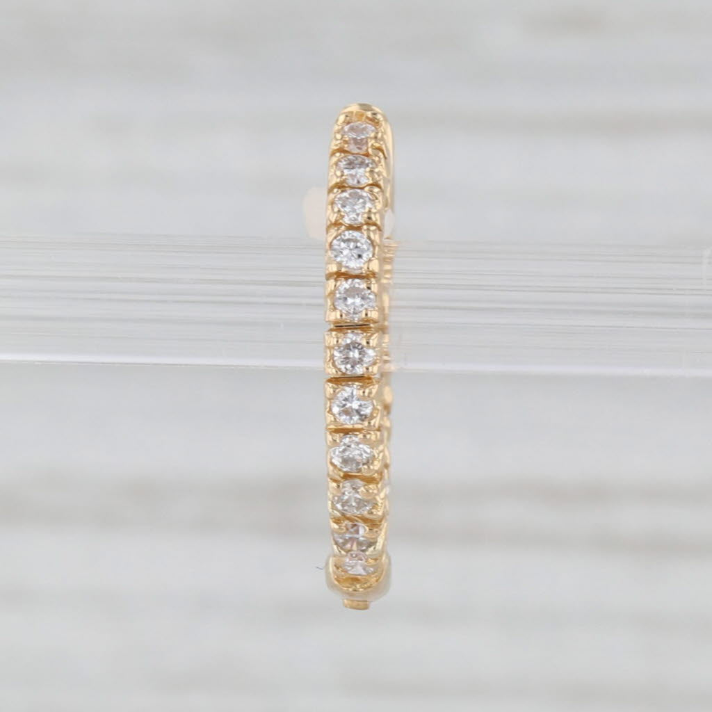 Light Gray Single Inside Out Diamond Hoop Huggie Earrings 18k Yellow Gold Replacement