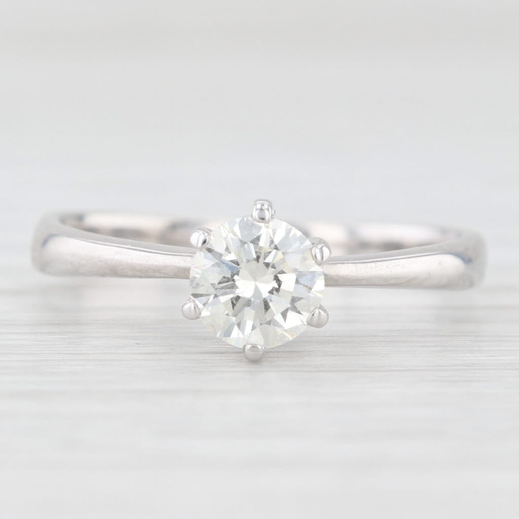 Light Gray 0.65ct Round Diamond Solitaire Engagement Ring 14k White Gold Size 8.25