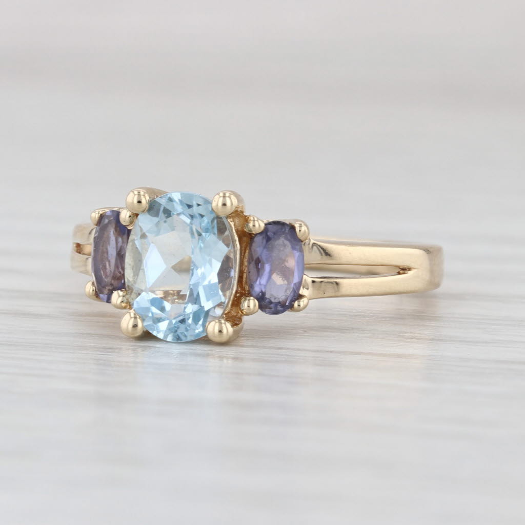 1.42ctw Aquamarine Iolite Ring 14k Yellow Gold Size 7