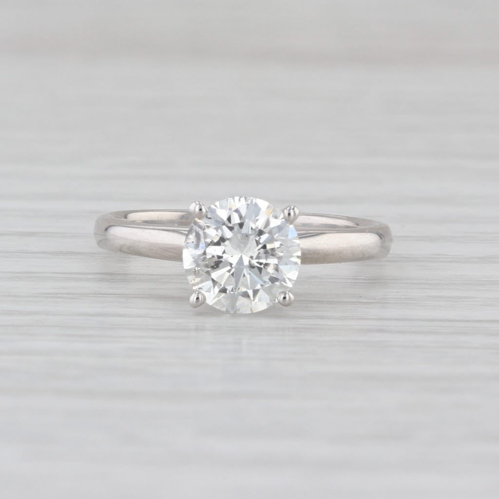 GSI Card 0.46ct Round Diamond Solitaire Engagement Ring 14k White Gold Size 5.5