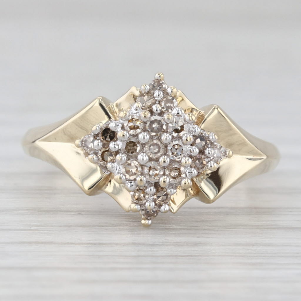 Light Gray 0.16ctw Diamond Cluster Ring 10k White Yellow Gold Size 7.25 Engagement