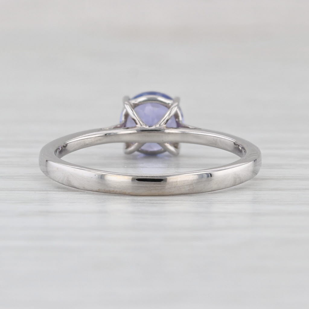 1.03ct Tanzanite Round Solitaire Ring 14k White Gold Size 7 COA Jacque Christie