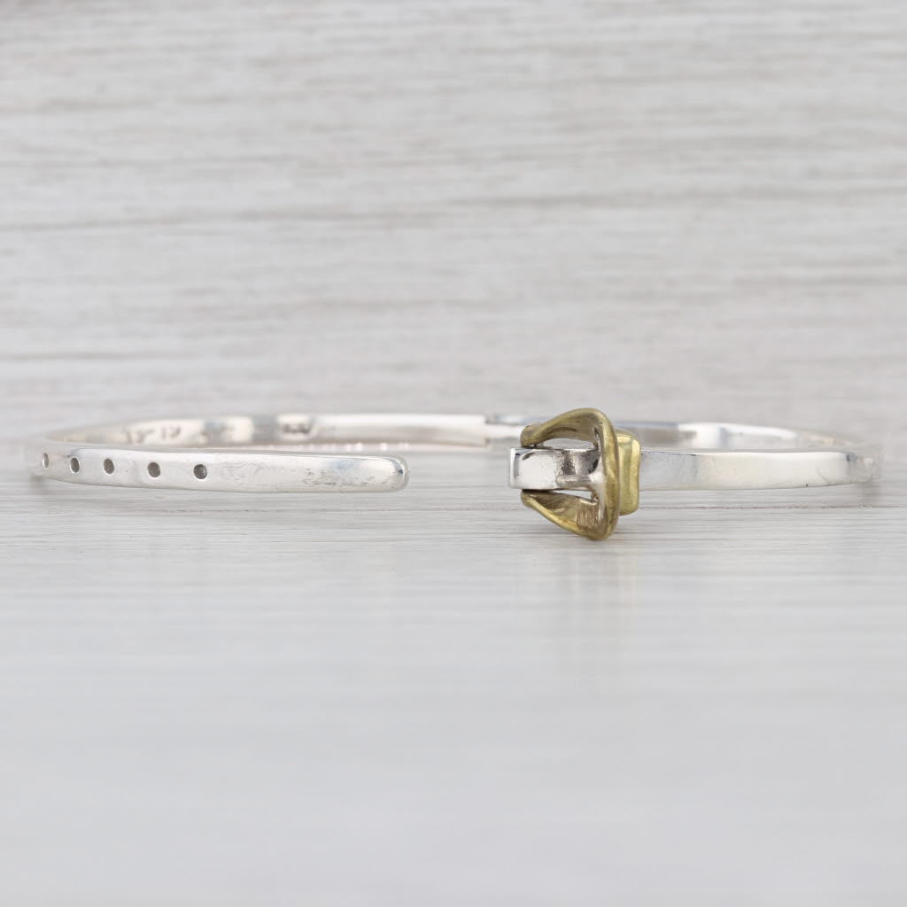 Belt Buckle Bangle Bracelet Sterling Silver Taxco 6.5" Adjustable