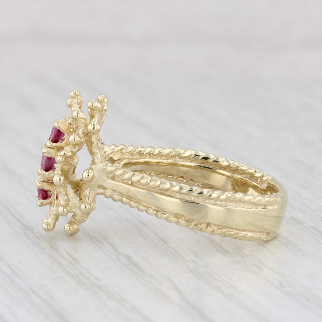 Light Gray 0.38ctw Ruby 3-Stone Ring 14k Yellow Gold Size 6.75