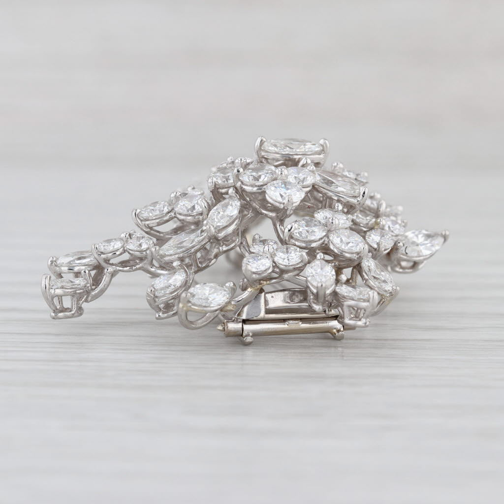 8.65ctw VS2 Diamond Abstract Cluster Brooch Platinum 8k Gold Pin