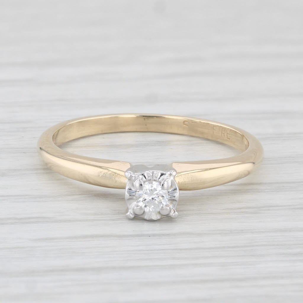 Light Gray Round Diamond Solitaire Engagement Ring 14k Yellow Gold Size 6.5