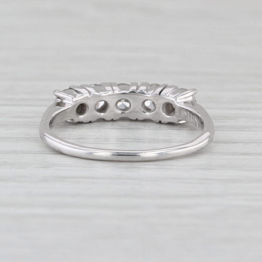 Vintage 0.70ctw Diamond Wedding Band 14k White Gold Stackable Anniversary Ring