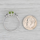 1.45ct Green Peridot Back Simulated Diamond Ring 10k White Gold Size 7.25