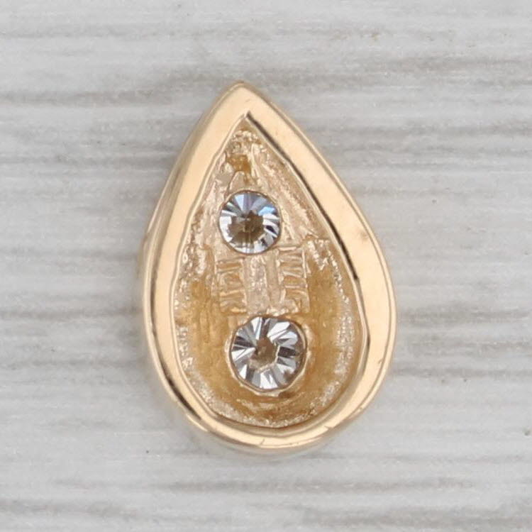 Gray 0.20ctw Diamond Teardrop Pendant 14k Yellow Gold Small Floating Drop