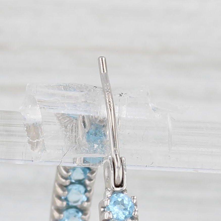 Light Gray 2.10ctw Blue Topaz Inside Out Hoop Earrings 10k White Gold Snap Top Round Hoops