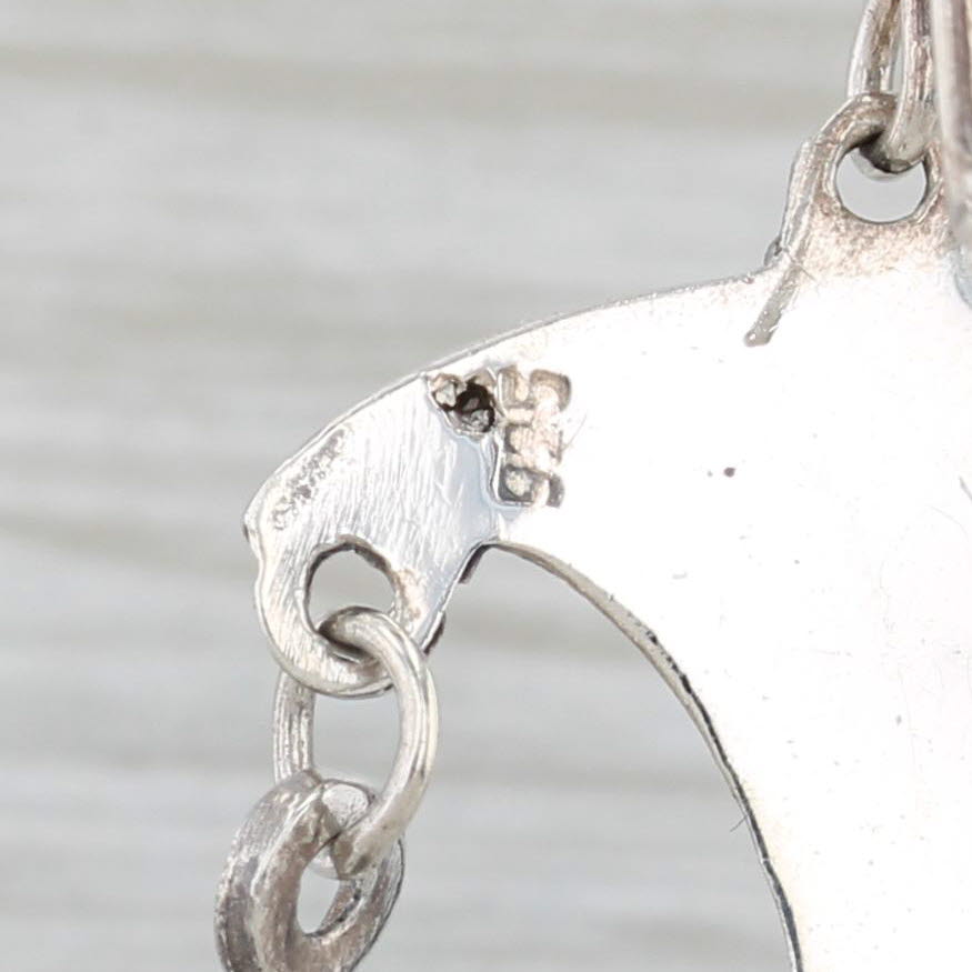 Light Gray Onyx Crescent Moon Stars Dangle Earrings Sterling Silver Hook Posts Statement