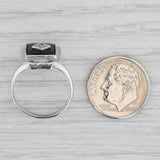 Gray Vintage Onyx Diamond Signet Ring 10k White Gold Size 4.5 PS Co