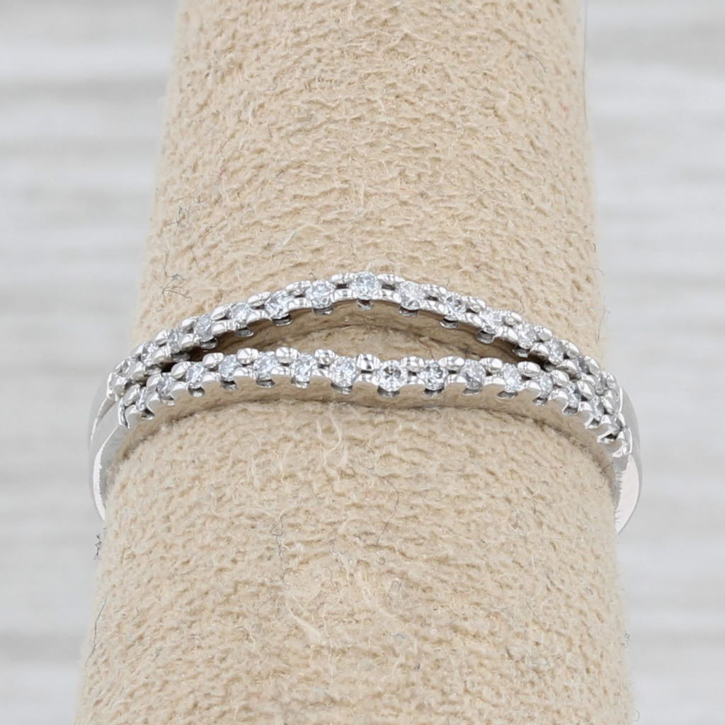 Gray 0.12ctw Diamond Contoured Wedding Bands Jackets 14k White Gold Size 7 Stackable