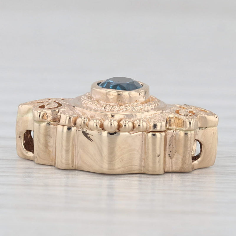 Vintage 1.60ct Blue Topaz Slide Charm Bracelet 14k Yellow Gold DJW