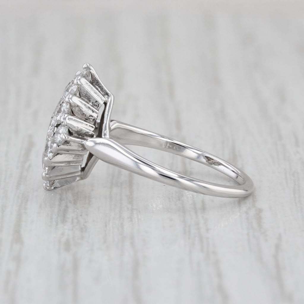 2.06ctw Diamond Cluster Ring 18k White Gold Size 4.75 engagement