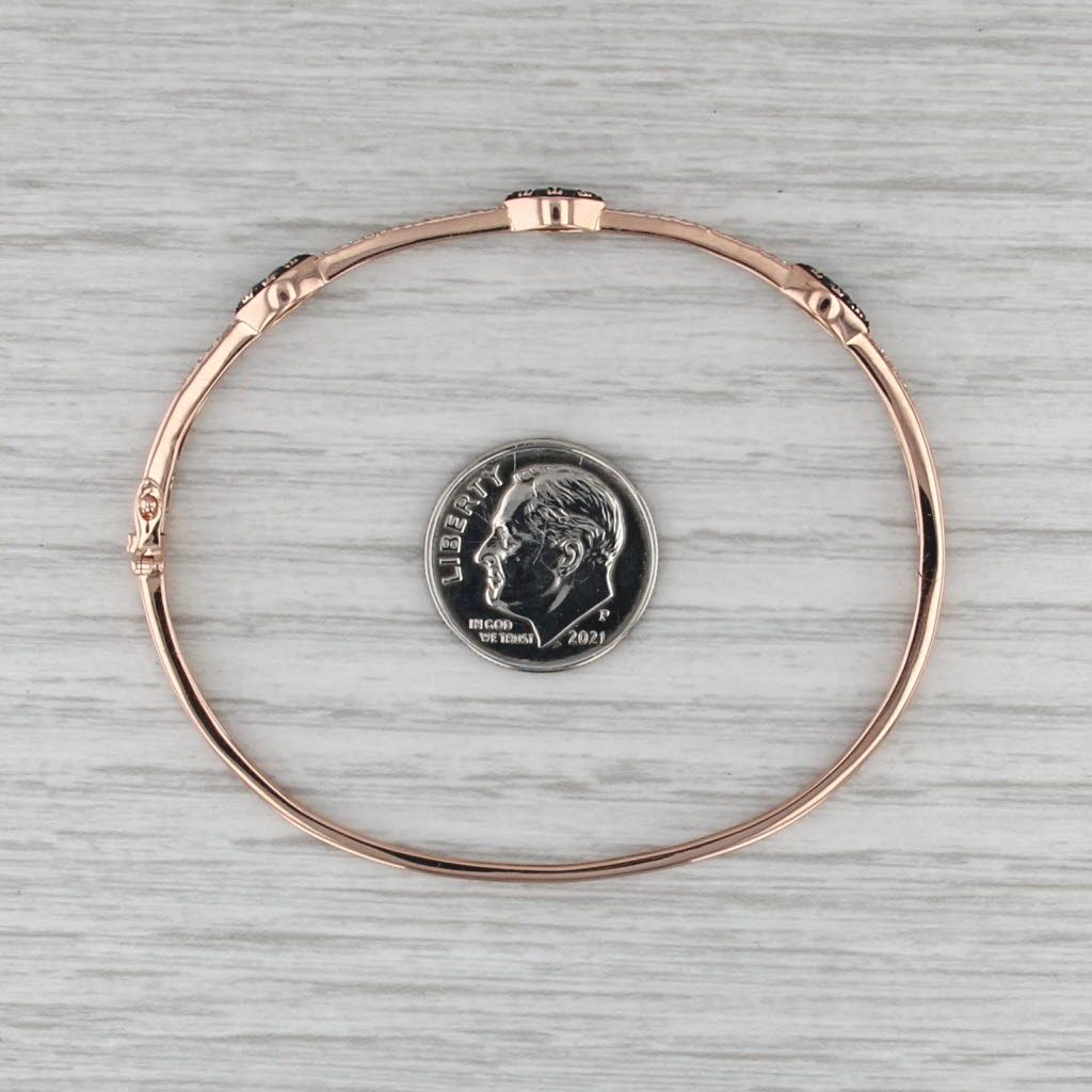 0.36ctw Black White Diamond Bangle Bracelet 14k Rose Gold 6.5" Stackable