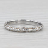 Art Deco Floral Engraved Wedding Band 18k White Gold Size 7.75 Stackable Ring