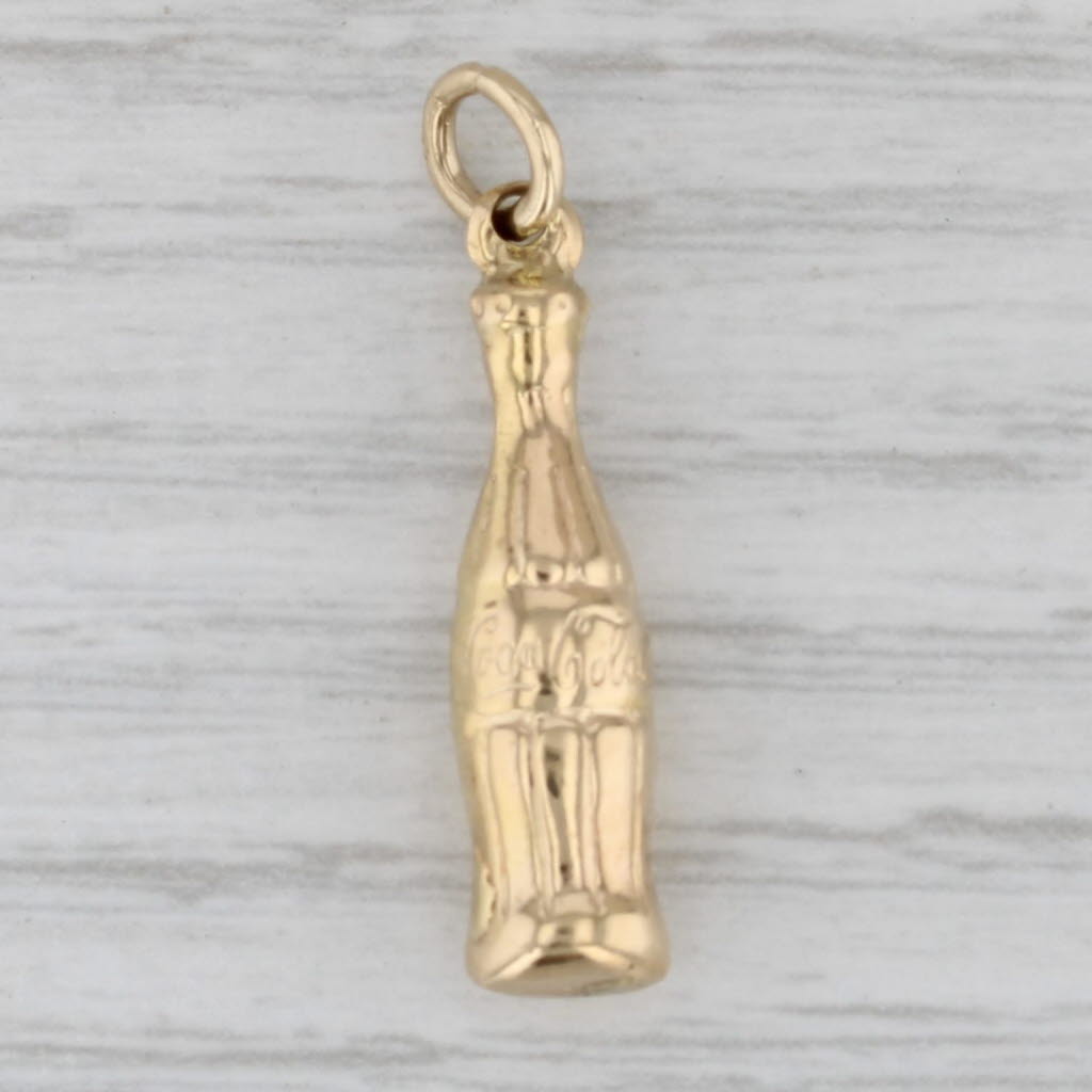 Gray Coca Cola Bottle Charm 14k Yellow Gold Soda Keepsake Pendant