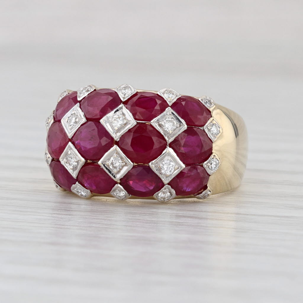 5.97ctw Ruby Diamond Domed Ring 14k Yellow Gold Size 8.25 Cocktail