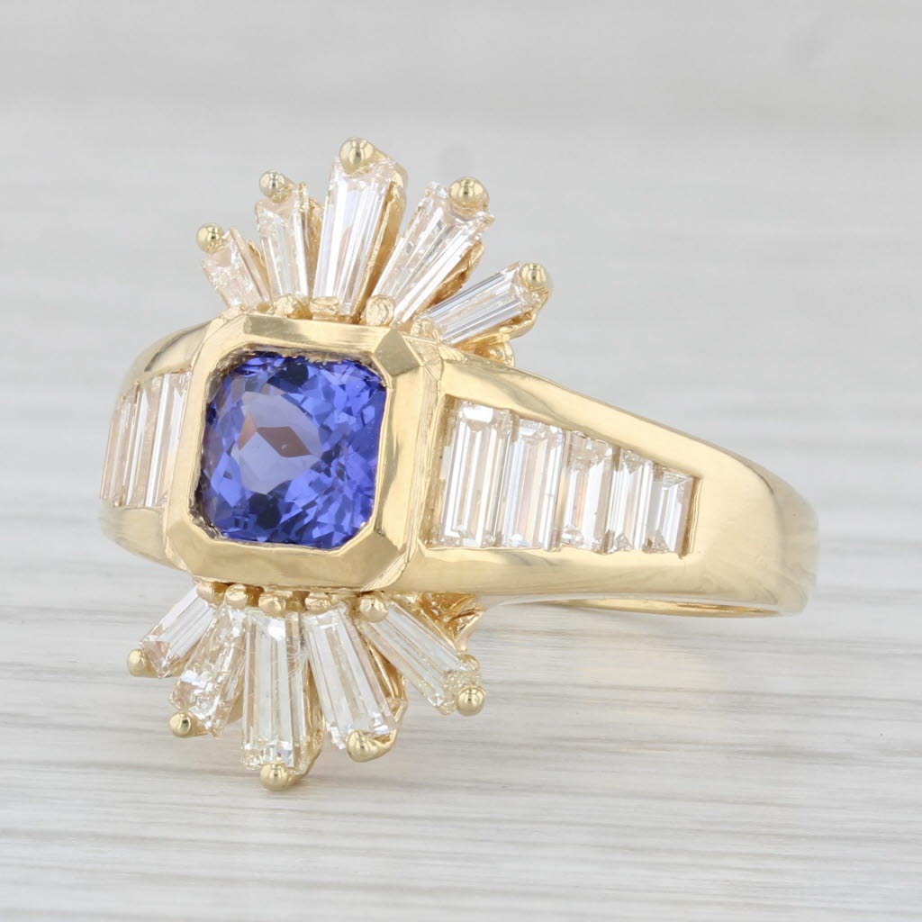 Light Gray 2.75ctw Tanzanite Diamond Ring 18k Yellow Gold Size 8.75 Cocktail