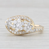 Light Gray 0.70ctw Diamond Flower Clusters Ring 14k Yellow Gold Size 5.5