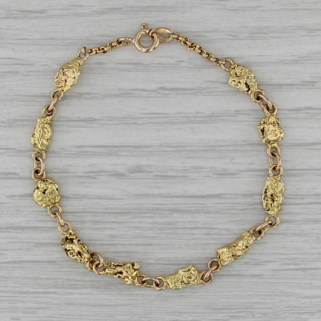7" Nugget Cable Chain Bracelet 14k -20k Yellow Gold
