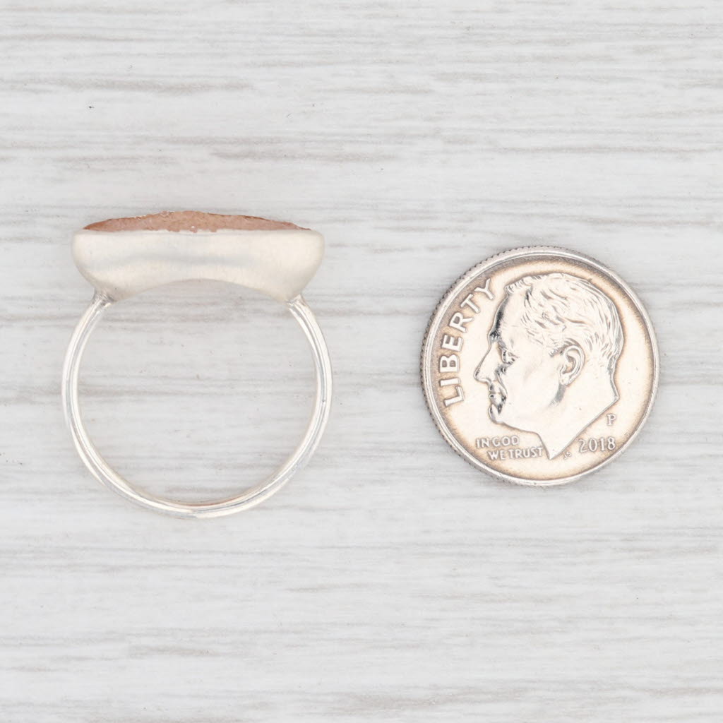 New Nina Nguyen Sand Druzy Quartz Ring Size 7 Sterling Silver Solitaire