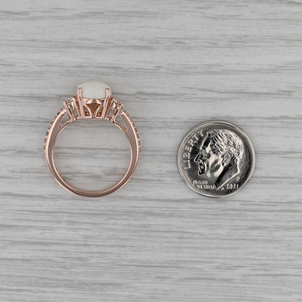 Effy Oval Opal Cabochon 0.30ctw Diamond Ring 14k Rose Gold Size 7.25