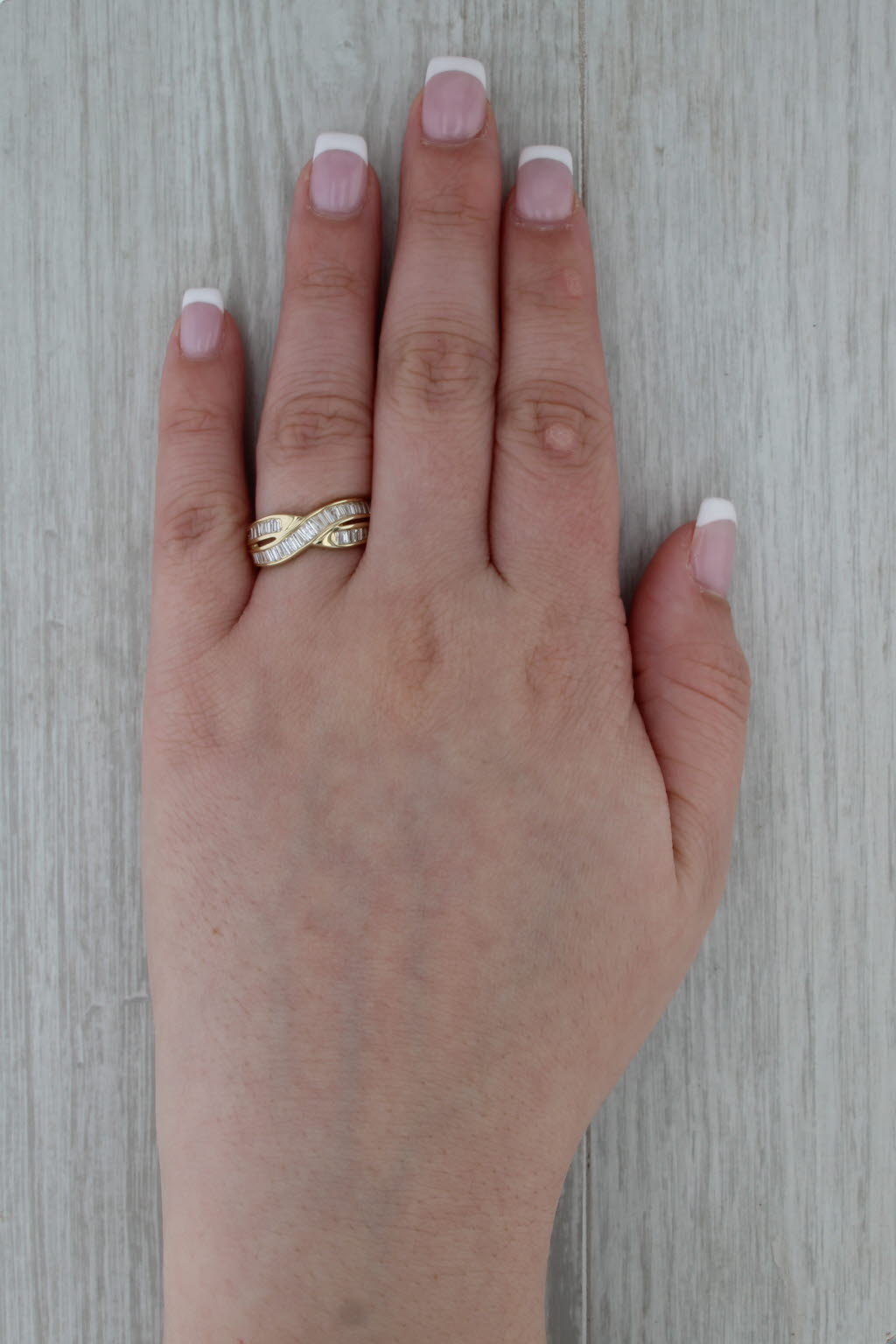 0.80ctw Diamond X Crossover Ring 14k Yellow Gold Size 7 Wedding Anniversary